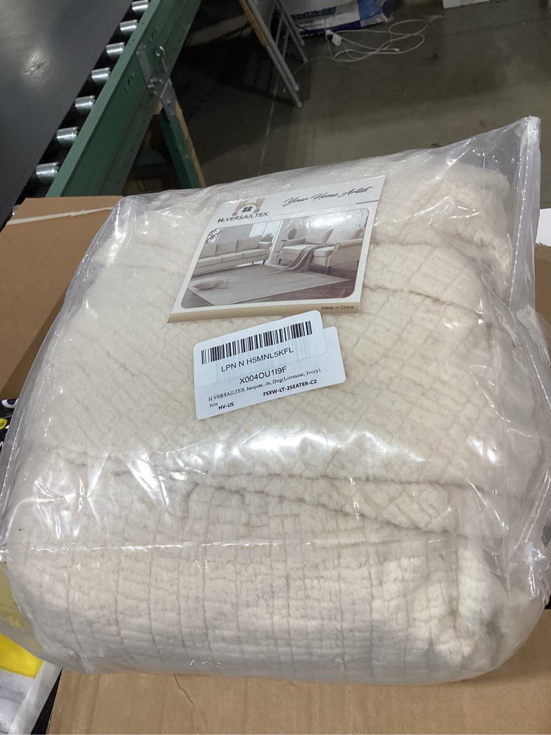 Condition photo showing Good Condition for similiar productprincedeco t cushion loveseat slipcover 3 pieces sofa covers for t cushion sofa stretch sofa covers for 2 cushion couch with 2 individual t cushion shape seat covers machine washable, ivory