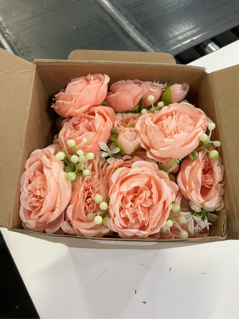 Condition photo showing Good Condition for geosar 8 bundles artificial peonies flowers fake silk peony bouquet faux peonies flowers bulk for decoration vase floral arrangements wedding party table (peach pink,light pink) peach pink, light pink 8