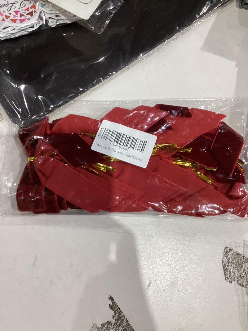 Condition photo showing New/Like New for 12 Pcs Burgundy Small Velvet Christmas Bows for Christmas Tree, Wreath, Gift Wrapping, Crafts, Wedding, Party, Twist Tie Bows for Treat Bag Bakery Candy Bags, Home Decor(3/5'' Wide, 3 * 5 inch)