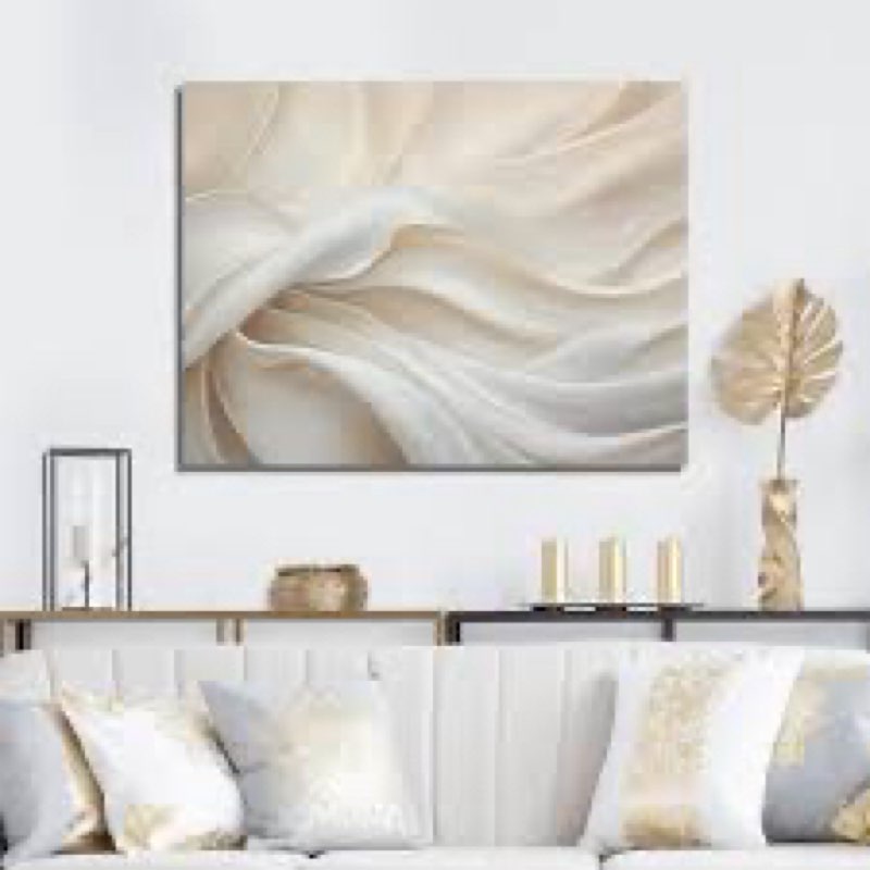 23x33 Designart White Silk Fabric River Fashion Framed Wall Decor - 32 in.