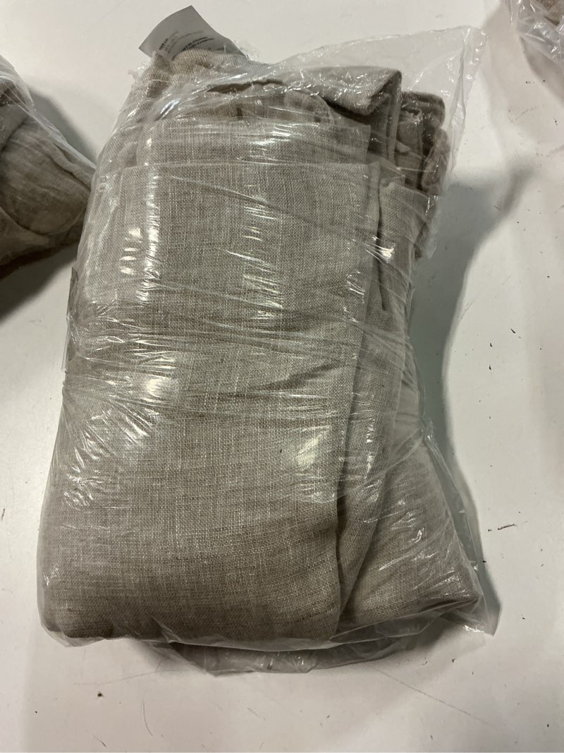 Condition photo showing Good Condition for european linen sheer curtain set, 48x84, flax
