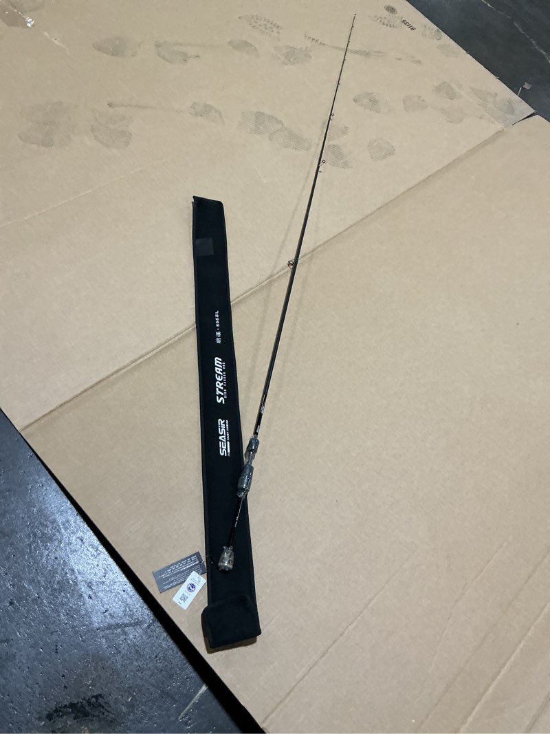 Condition photo showing Good Condition for seasir stream fishing rod, ultralight spinning rod travel bait casting rod, 2 piece, fuji a o ring guide, solid wood handle, 40t carbon fiber, compact fishing pole for saltwater freshwater trout bass spinning s662-l-f