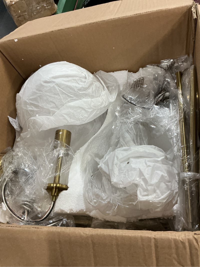 Condition photo showing Good Condition for emak brushed gold pendant light fixtures, modern glass pendant lights kitchen island, 2 pack 8 inch hanging lights for kitchen, bathroom, bedroom, dining room, pl125-bgd-2pk brushed gold - 2pc
