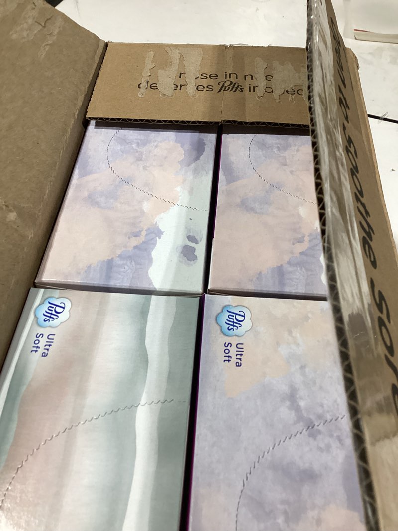 Condition photo showing New/Like New for Puffs Ultra Soft Non-Lotion Facial Tissue, 8 Family Boxes, 124 Facial Tissues per Box 124 Count (Pack of 8)