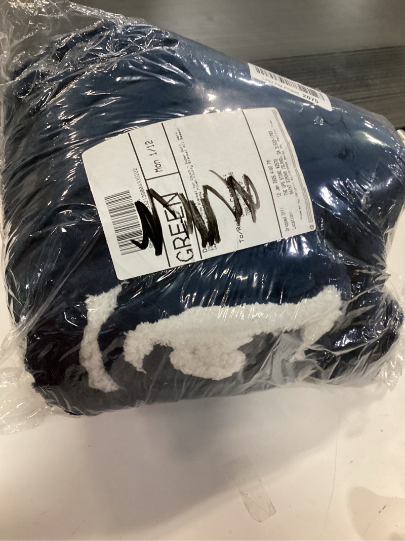 Condition photo showing Good Condition for INFIIXSO Sherpa Throw Blanket for Couch - Super Soft & Warm Striped Fleece Blanket, Cozy Plush Fluffy Blanket All Season Use (Navy Blue, 60x80 Inches) Navy Twin(60"x80")