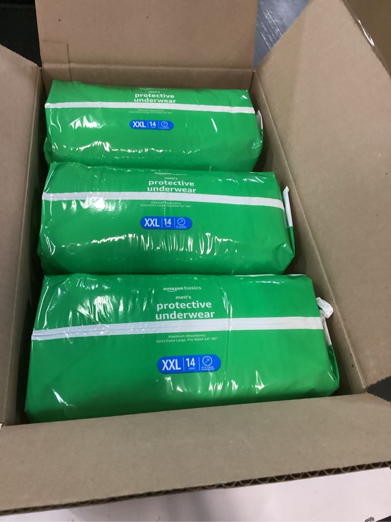 Condition photo showing New/Like New for Amazon Basics Incontinence Underwear for Men, Maximum Absorbency, 2X-Large, 42 Count (3 Packs of 14) 2X-Large 42