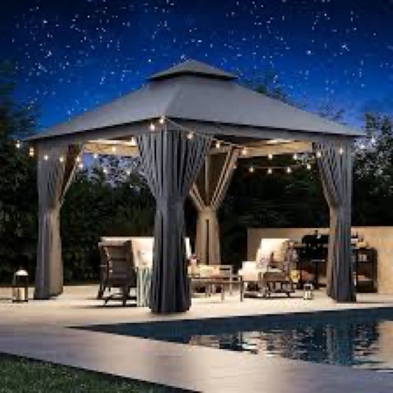 (incomplete)10 ft. w x 10 ft. d steel patio gazebo the soft roof gazebos