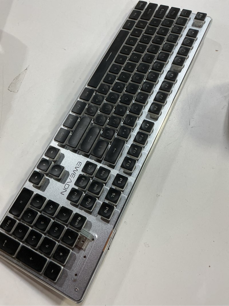 Condition photo showing As Is for SEUNKWANG EWEADN X7S Wireless Keyboard with Blue Backlit, Metal Panel, Bluetooth/2.4G Rechargeable C