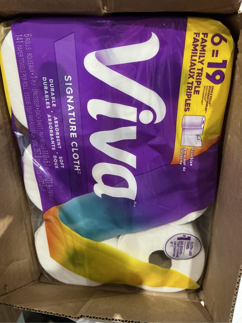 Condition photo showing New/Like New for viva signature cloth paper towels, task size, 12 family triple rolls, 141 sheets per roll (packaging may vary)