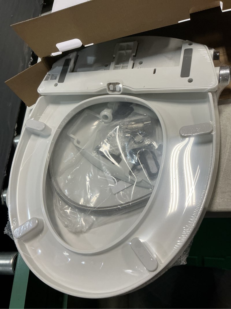 Condition photo showing New/Like New for brondell bidet toilet seat non-electric swash seat, fits round toilets, white – dual nozzle system, ambient water temperature – bidet with easy installation s101 round