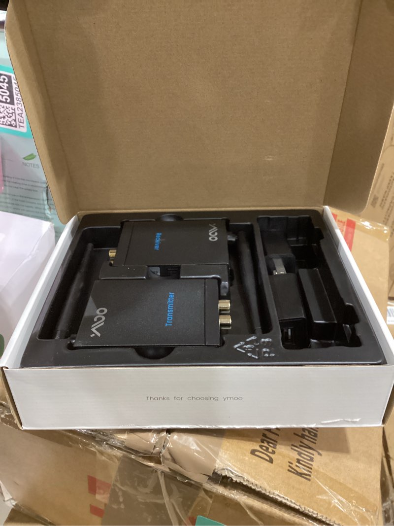Condition photo showing Good Condition for YMOO 2.4GHz Wireless Audio Transmitter Receiver (1 TX+1 RX), 20ms Ultra Low Latency HiFi Audio, 320ft Long Range RCA Jack Adapter for Powered Speaker/Soundbar to TV/PC/CD Player/Computer/Projector RT5066