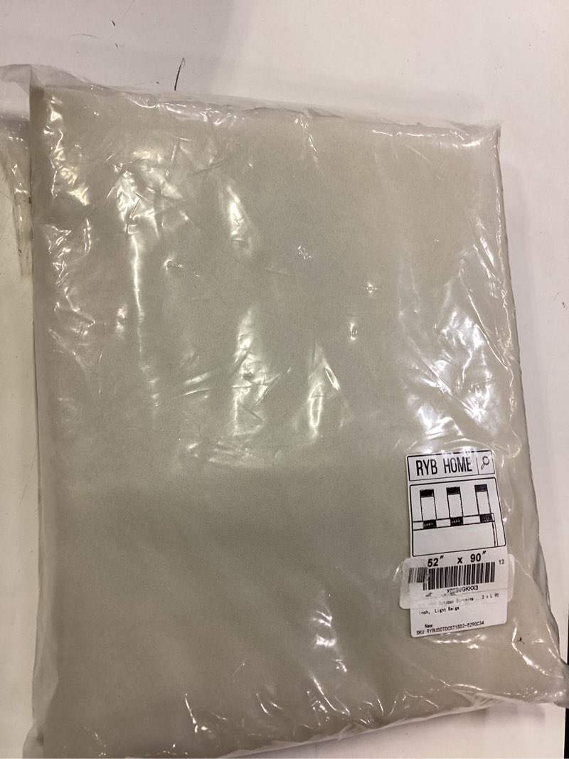 Condition photo showing New/Like New for ryb home 2 panels outdoor curtains for patio waterproof sticky top block sunlight thermal insulated privacy assured thick outside curtains for deck, balcony, pool, w52 x l90, light beige light beige 52"w x 90"l (pack of 2)