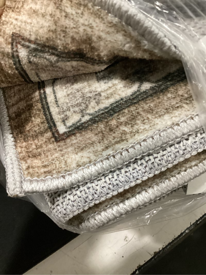 Condition photo showing Good Condition for 4x10 wide hallway runner rug: vintage washable soft rugs for living room bedroom water resistant carpet with non-slip backing for entry kitchen dining room thin nursery bathroom floor mat(brown,4x10) 4' x 10' (rectangular) brown