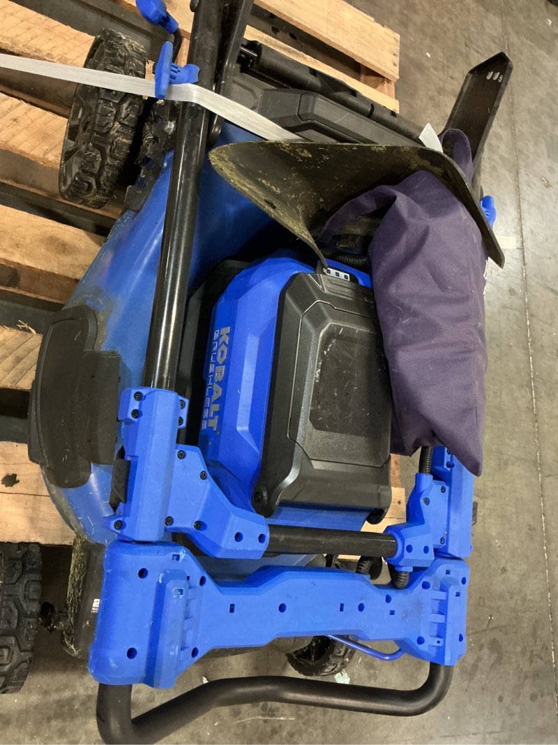 Condition photo showing As Is for kobalt gen4 40-volt, (1) 6 ah 20-in push lawn mower battery walk mower,