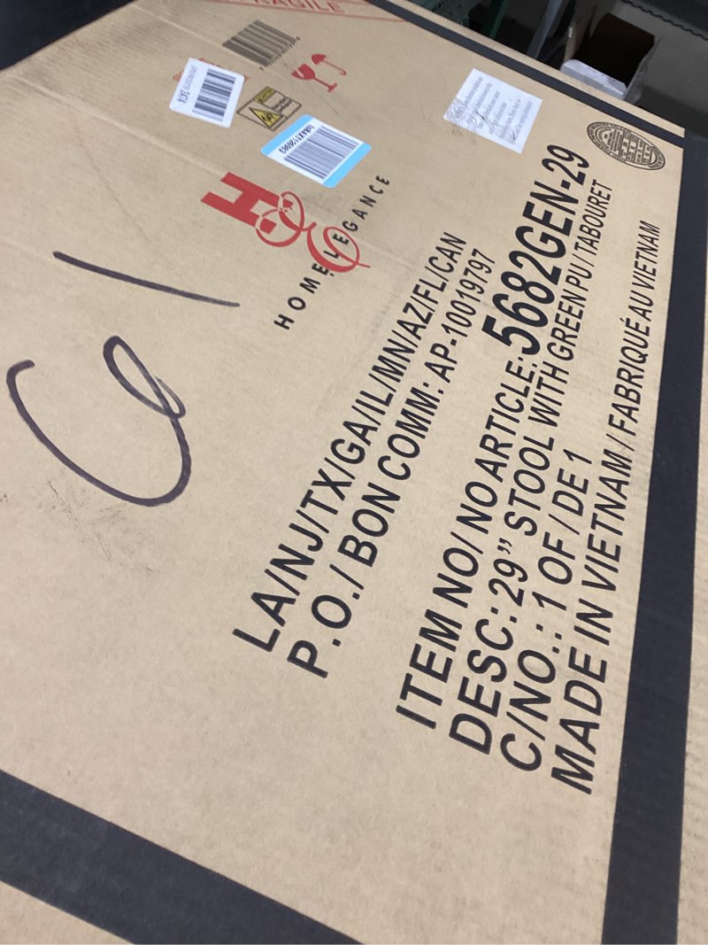 Condition photo showing New/Like New for Homelegance Ordway Solid Wood Bar Stools - Saddle Bar Height Stools for Transitional Dining, Table Height Seating for Versatile Seating Options, Perfect for Casual Entertaining Spaces, 30"SH, Green 30"SH Green