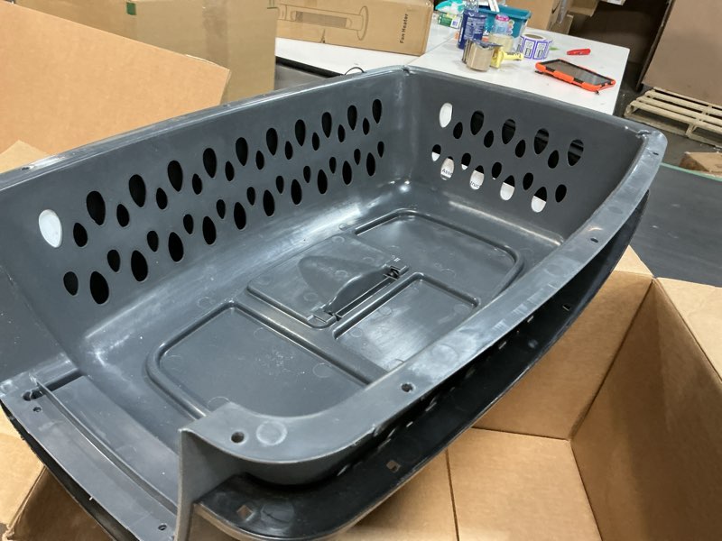 Condition photo showing As Is for Petmate Pet Porter Dog Kennel 24", Dark Gray & Black, for Pets 15-20lbs, Made in USA 24.0"L x 16.5"W x 14.5"H Dark Gray & Black