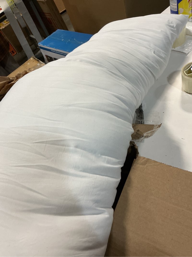 Condition photo showing As Is for SHOUREN Cotton Body Pillow Insert - Cooling Breathable Full Body Pillow for Side Sleeper - Soft Long Bed Pillow for Adults - 20 x 54 inch-White White Body pillow insert