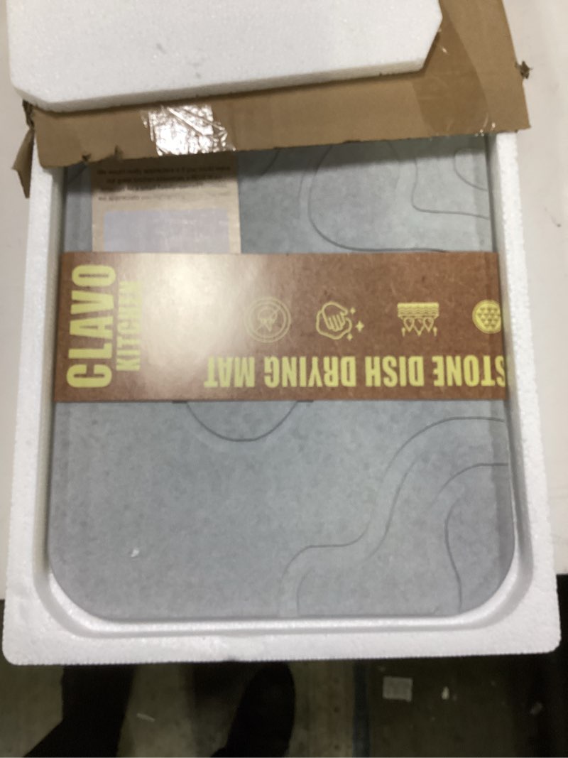 Condition photo showing Good Condition for CLAVO Stone Drying Mat for Kitchen Counter – Fast Absorbing Diatomaceous Earth Dish Drying Mat – Non-Slip, Easy-to-Clean, Multi-Purpose Kitchen Stone Drying Mat for Dishes|15.7” x 11.8"