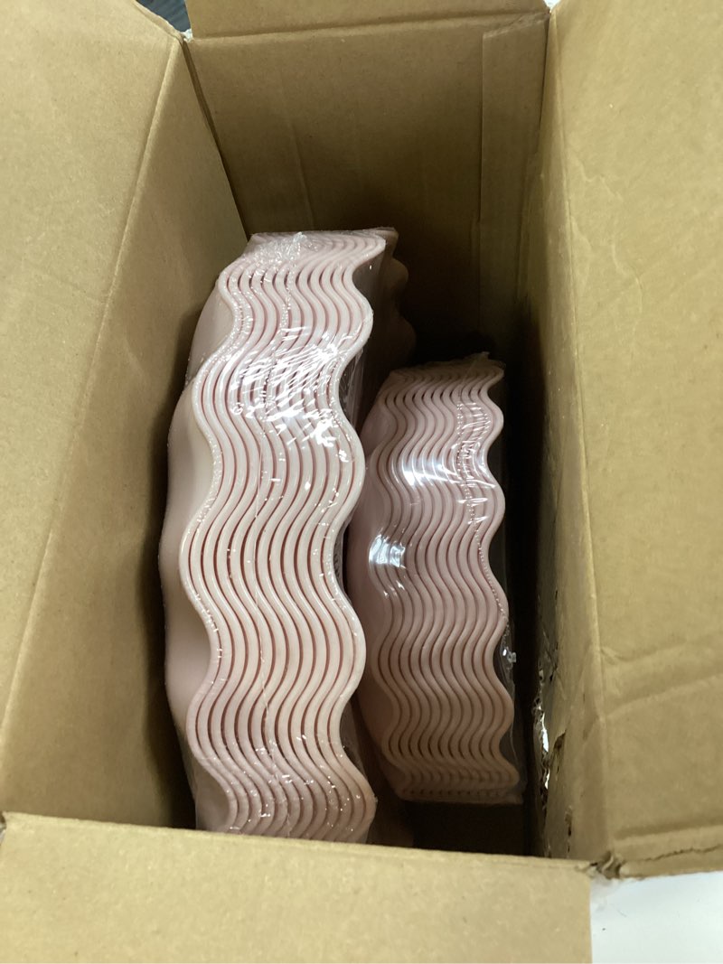 Condition photo showing New/Like New for LIYH 24 Pcs Pink Plates Reusable, Pink Plastic Scalloped Plate Durable and Dishwasher Safe,Baby Shower Plate, Light Weight Daisy Plastic Wavy Plates for Wedding Party Birthday 24(12 Guests) Pink