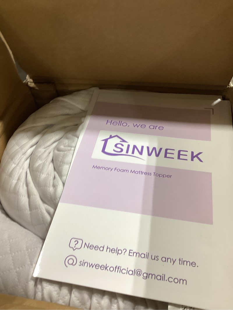 Condition photo showing Good Condition for SINWEEK 2 Inch Gel Memory Foam Mattress Topper Full Size, Ventilated High Density Pad for Back Pain, Bed Topper with Removable Soft Cover, CertiPUR-US Certified Full 2 Inch (White Cover)