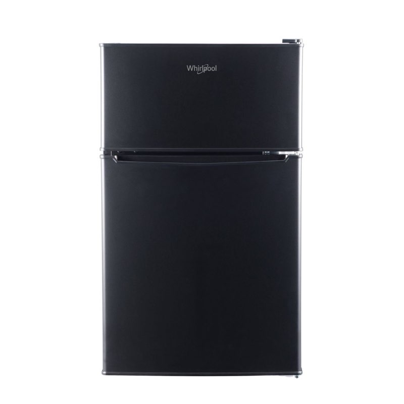 whirlpool 3.1 cu. ft. mini refrigerator - black wh31bke: dorm fridge freezer combo, energy star, reversible door