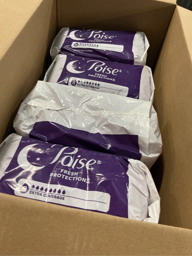 Condition photo showing New/Like New for Poise Overnight Incontinence & Postpartum Pads for Bladder Leaks, 8 Drop Extra Coverage, 96 Count, Packaging May Vary Long 96