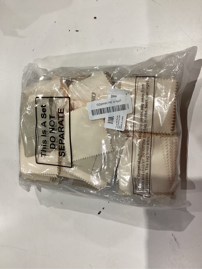 Condition photo showing Good Condition for cunno 120 pcs microfiber jewelry pouch 8x8cm packaging bag luxury gift fixed strap envelope style packaging with cleaning cloth(beige)