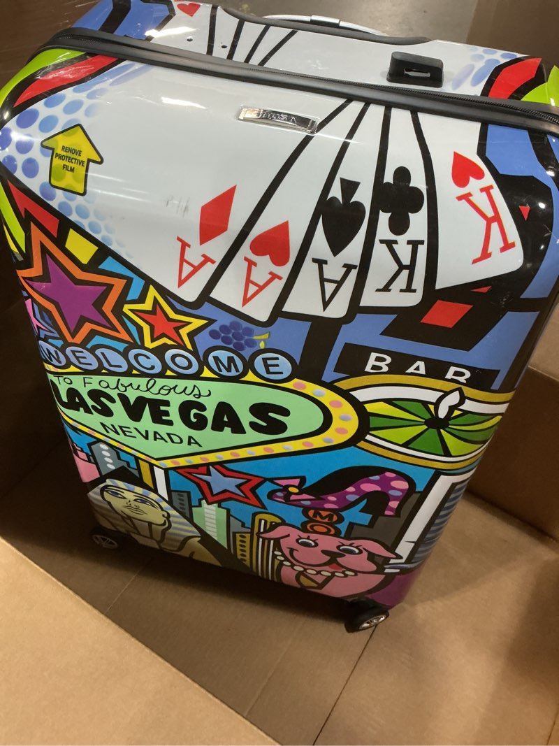 Condition photo showing Good Condition for inusa las vegas print luggage with spinner wheels | durable lightweight hardside suitcase | travel bag with handle and trolley | 28-inch large checked luggage