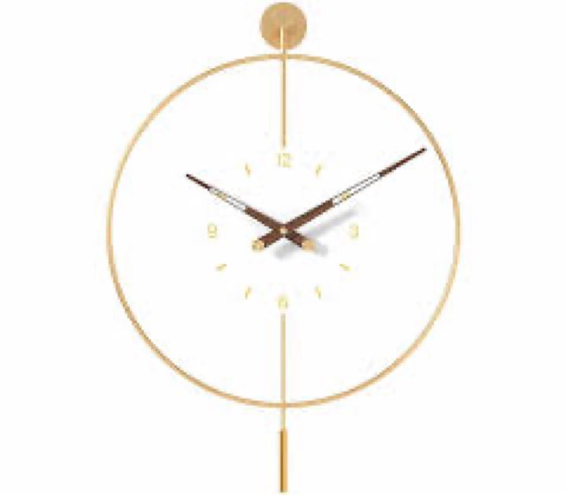 shisedeco classical large pendulum wall clock, decorative and metal frame, with glass face, modern silent design, battery operated clocks for living room, kitchen, bedroom, office (gold/20)