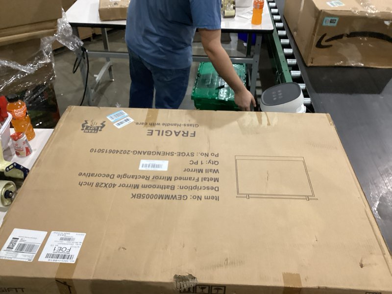 GIFTTROVE Farmhouse Barn Door Mirror, 28" x 40" Metal Bathroom Vanity Mirror for Over Sink, Rustic B