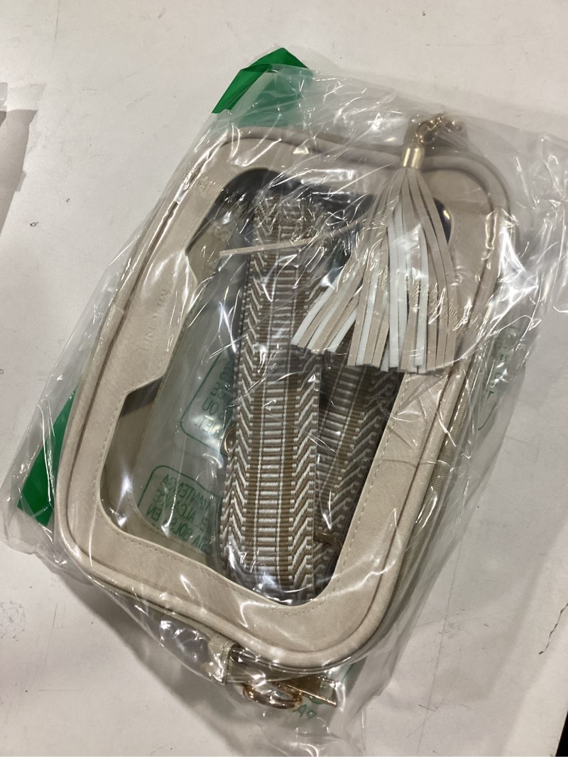 Condition photo showing Good Condition for MHCNLL Clear Crossbody Bag Stadium Approved,Transparent Purse for Women with Guitar Strap, See Through Pouch for Concert Beige