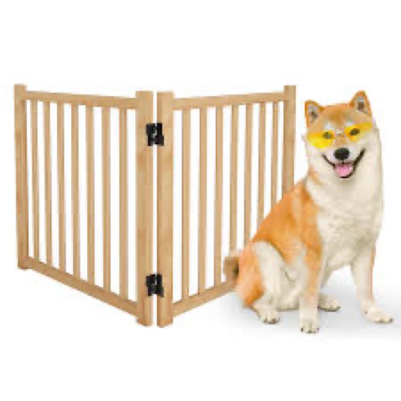 Oapety Nature Wood Dog Gates, Freestanding Indoor Pet Gate, 2 Panels, 23" Height