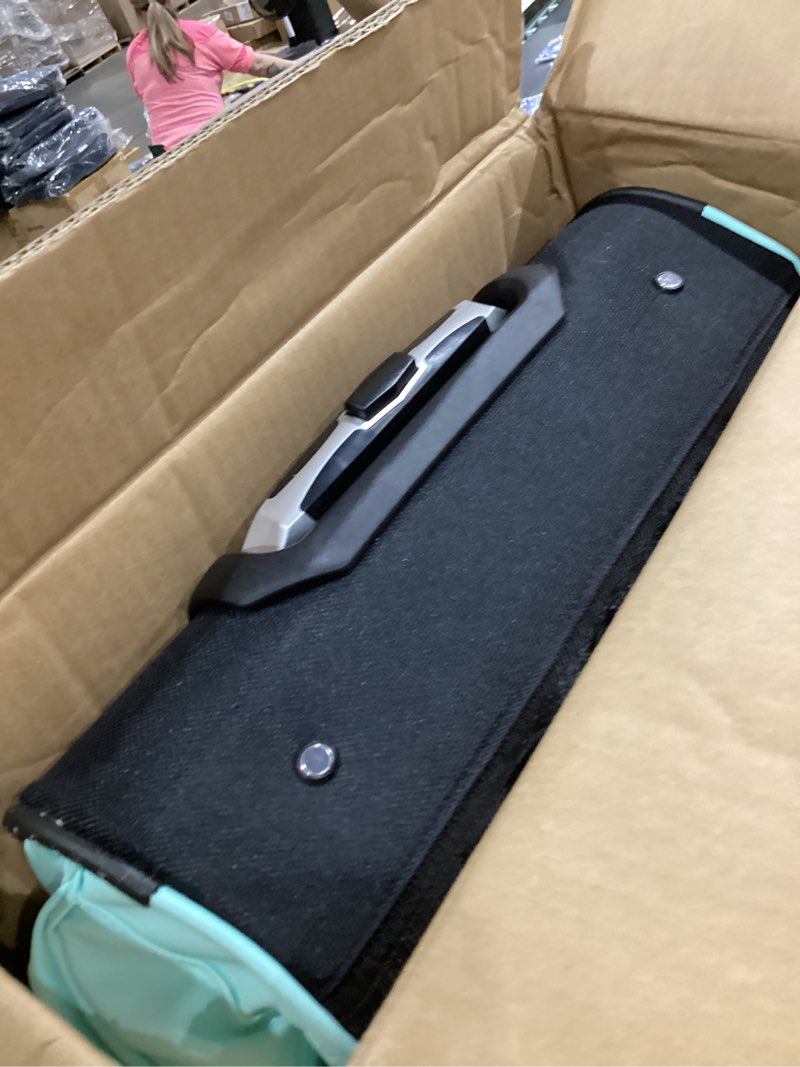 Condition photo showing Good Condition for Mavii Dance Bag with Garment Rack, 28 Inch Rolling Duffel, Ideal for Competitions & Travel, Water-resistant/Wipe-clean Fabric, Lightweight Aluminum Rack, Wheeled Upright Luggage, Mint Mint 28"