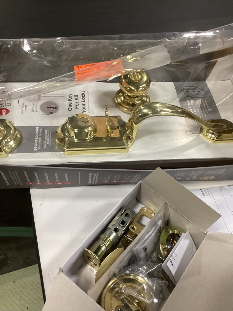 Condition photo showing Good Condition for kwikset smartkey montara/juno polished brass entry handleset kw1 1-3/4 in.