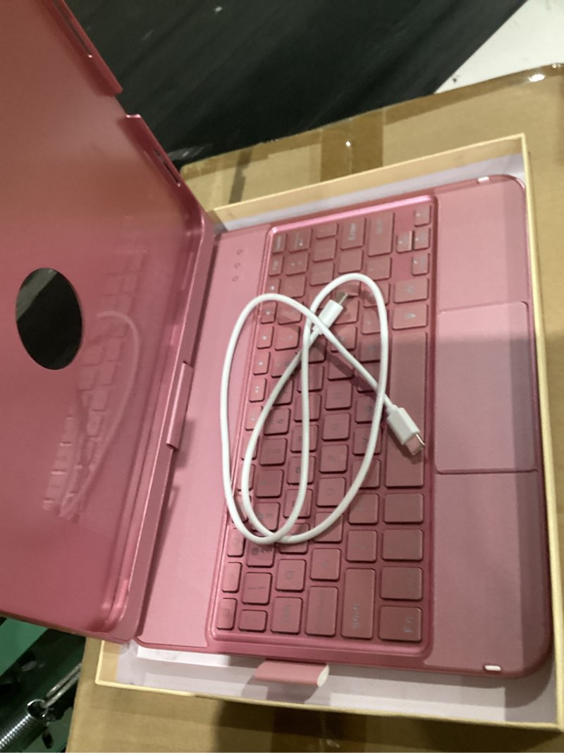 Condition photo showing Good Condition for cc store for ipad (a16) 11th 10th generation case with keyboard - 7 color backlit 360° swivel multi-touch track pencil holde for ipad 11-inch a16 2025 10th gen 10.9 inch 2022(rose gold)