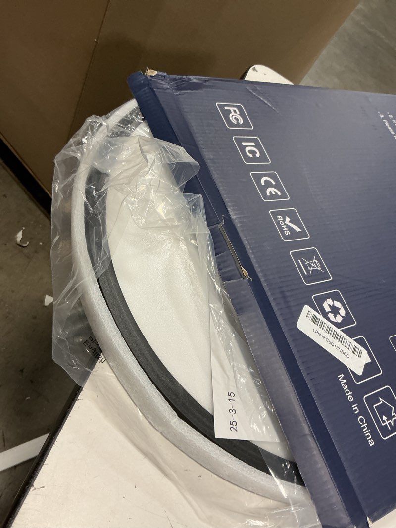 Condition photo showing Good Condition for 16 inch flush mount ceiling light, 28w dimmable led fixture 2800lm, 3000k/4500k/6000k adjustable, round ceiling lamp for bedroom, kitchen, living room, dining room, bathroom, black black 16 inch