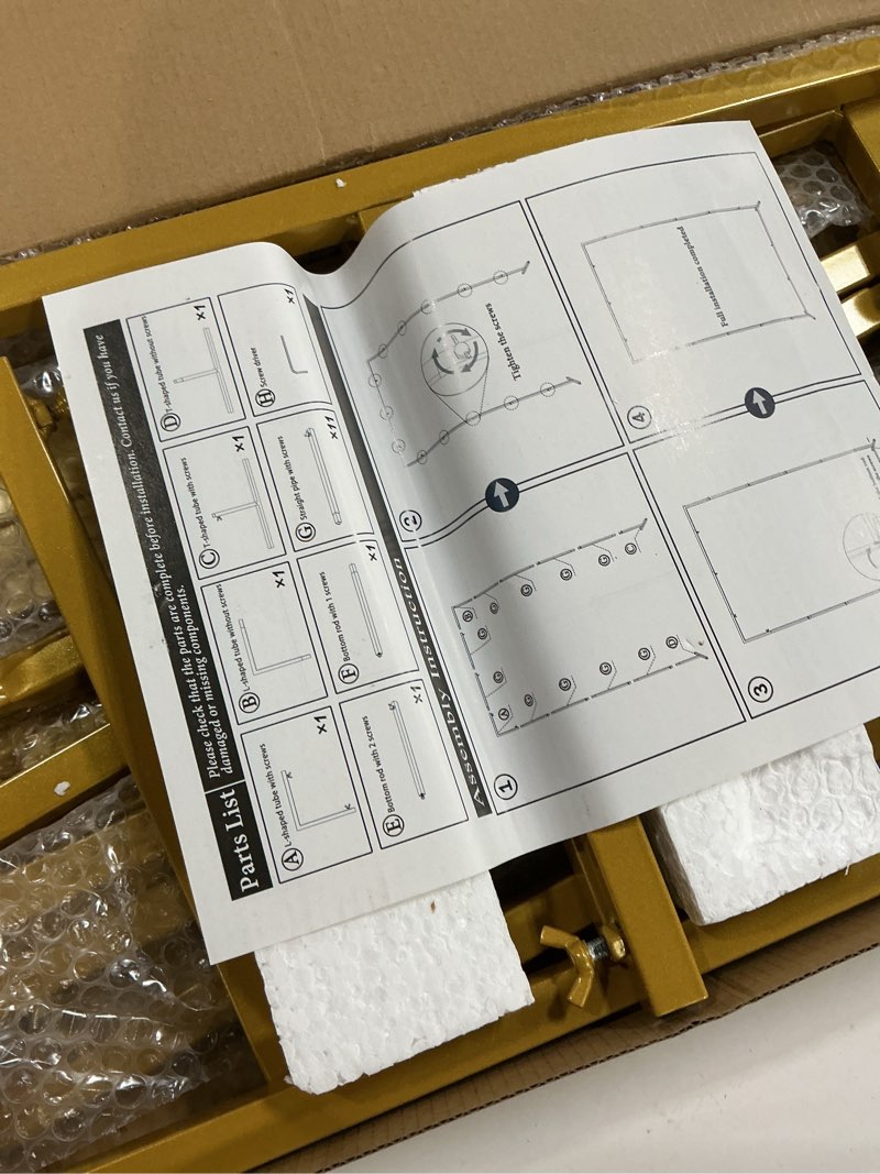 Condition photo showing As Is for 6.6FT x 4FT Wedding Arch Backdrop Gold Square Backdrop Stand Metal Balloon Arch Stand Rectangular Frame for Birthday Party Baby Shower Anniversary Decoration 6.6 FT x 4.0 FT Gold