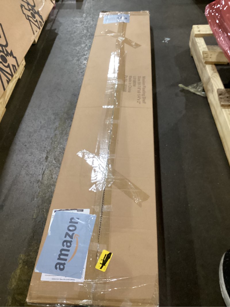 Condition photo showing New/Like New for welland 60 inch white mission floating shelves for wall, bathroom wall mount shelves, wood modern display shelves, book shelves,for bedroom,living room and kitchen