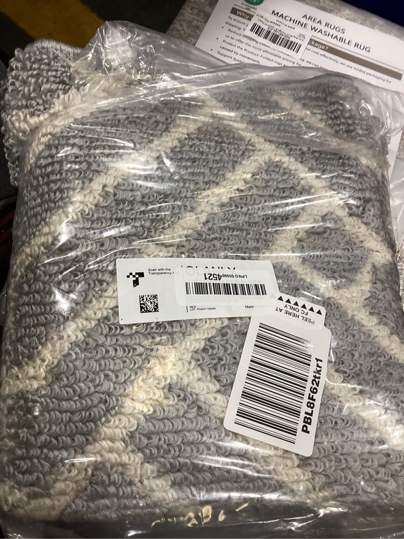 Condition photo showing Good Condition for olanly indoor door mat, 36x24 inch, dirt resistant and absorbent, non-slip rubber backing floor mats, easy clean low-profile doormat for entryway, front door, and inside entrance, light grey 36" x 24" light grey