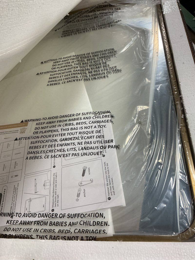 Condition photo showing New/Like New for andy star brass mirror bathroom, 22x30’’ rounded rectangle mirror, brushed gold bathroom vanity mirror non-rusting sus304 metal tube frame 1’’ deep wall-mounted mirrors vertical/horizontal brass 30"l x 22"w