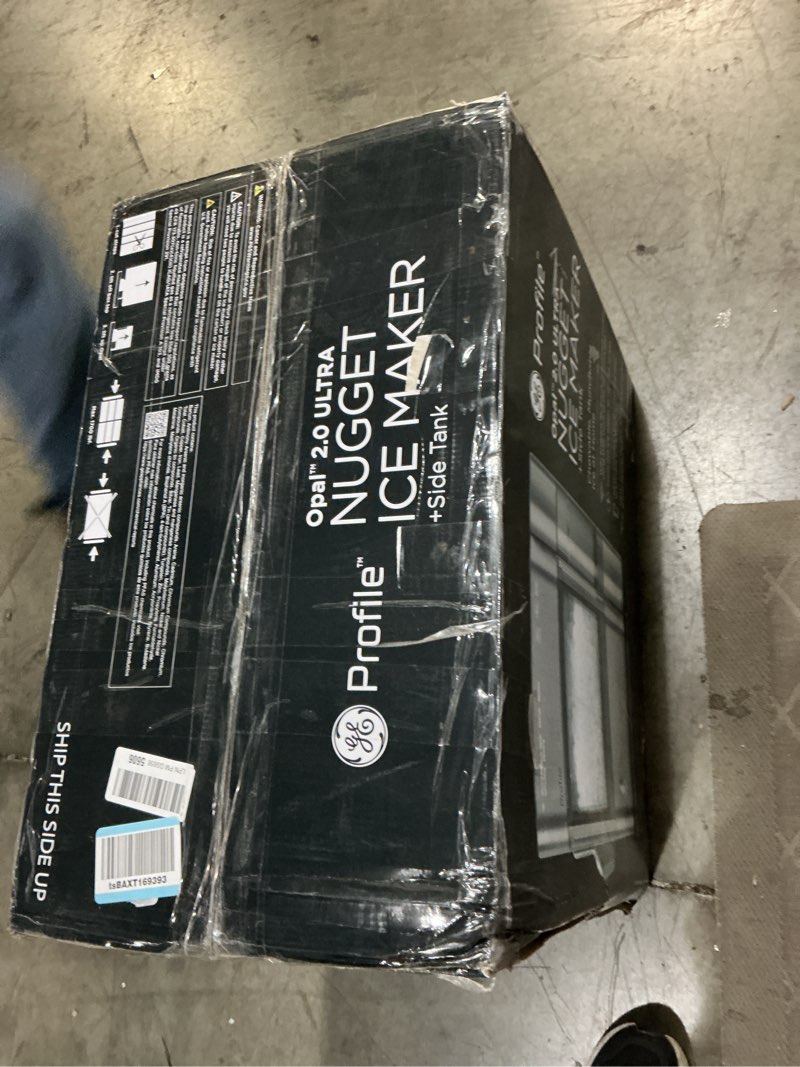 Condition photo showing As Is for ge profile opal 2.0 ultra nugget ice maker with side tank and scale inhibiting filter, scoop included, 38 lbs in 24 hours, pellet ice machine with wifi & smart connected, stainless steel