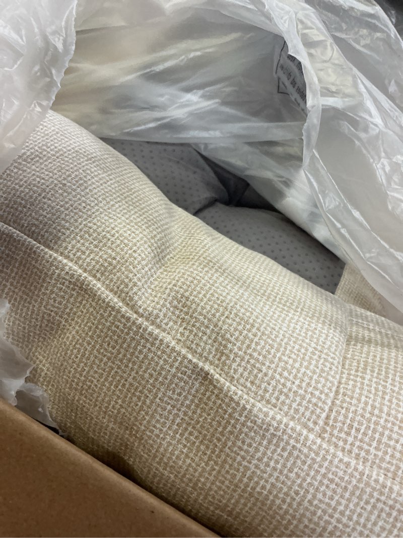 Condition photo showing Good Condition for indoor outdoor bench cushion 42"x18", non-slip patio furniture seat pads, waterproof overstuffed tufted loveseat cushion with round corner for window, swing, garden, porch-cream cream 42 x 18 x 5 in