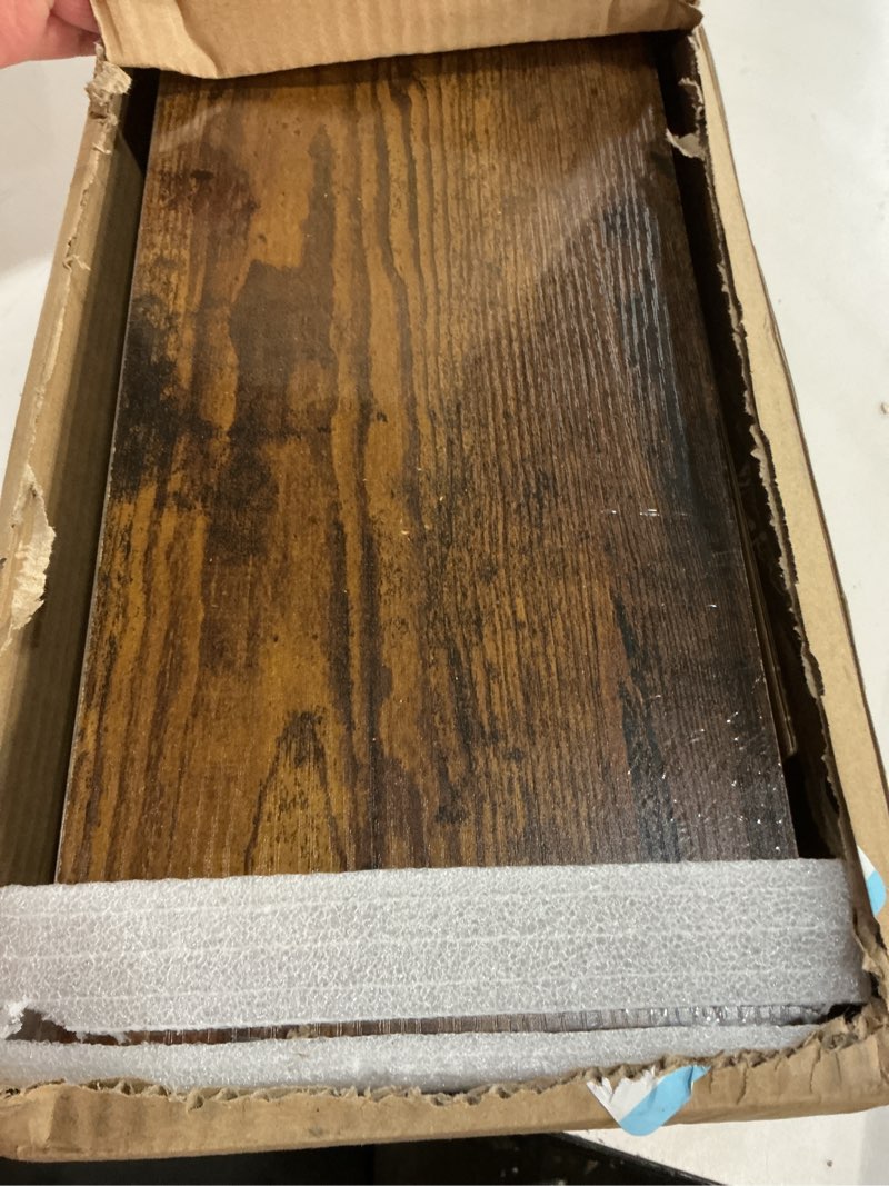 Condition photo showing Good Condition for BAYKA Floating Shelves for Wall, 22.5 Inch Rustic Wood Wall Mounted Shelving for Bathroom, Bedroom, Living Room, Kitchen & Book, Hanging Display Decor Shelf with 22 lbs (Rustic Brown,Set of 3)