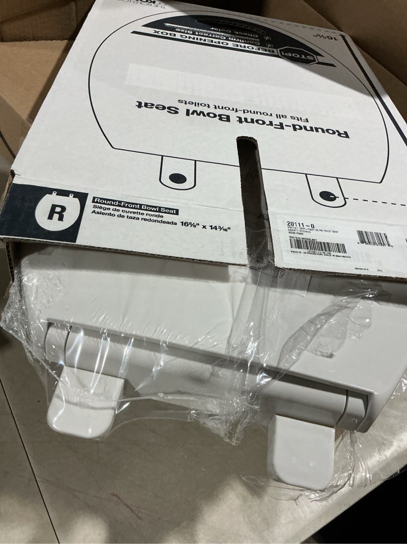 Condition photo showing Good Condition for mayfair cassel slow close toilet seat, easy clean, non slip premium wood seat, easy install, made in usa, elongated, white elongated 1 - toilet seat