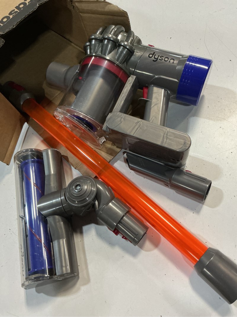 Condition photo showing As Is for casdon dyson cordless vacuum interactive & officially licensed toy dyson vacuum for children aged 3+ realistic role-play fun, purple and orange