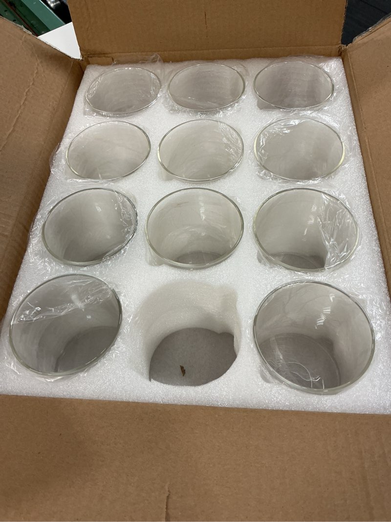 Condition photo showing As Is for 4 inch small glass cylinder vases for centerpieces | 12pcs clear flower vase for wedding decorations, floating candle vases in bulk, hurricane candle holders for table, home décor
