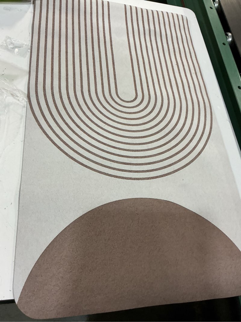 Condition photo showing As Is for dog food mats,cat absorbent water bowl feeding mats pet placemats for food and water brown bohemia 17 * 30 inch beige 30"l x 17"w