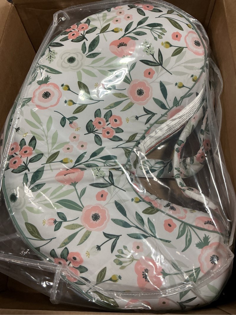 Condition photo showing Good Condition for Boppy Uplift Nursing Pillow - Wedge Bottle & Breastfeeding Pillow to Reduce Spit-Up and Reflux Symptoms, with Body-Inclusive Opening and Belt, Baby Safety Alliance Verified - Pink Garden Flowers Pillow Pink Garden Flowers