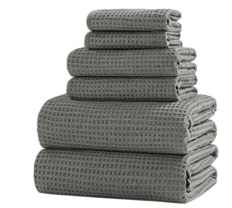 XIQ 40x80 Inch Oversized Bath Sheets Towels for Adults Waffle Weave Microfiber Extra Large Bath Towels for Bathroom(Green,6PCS)