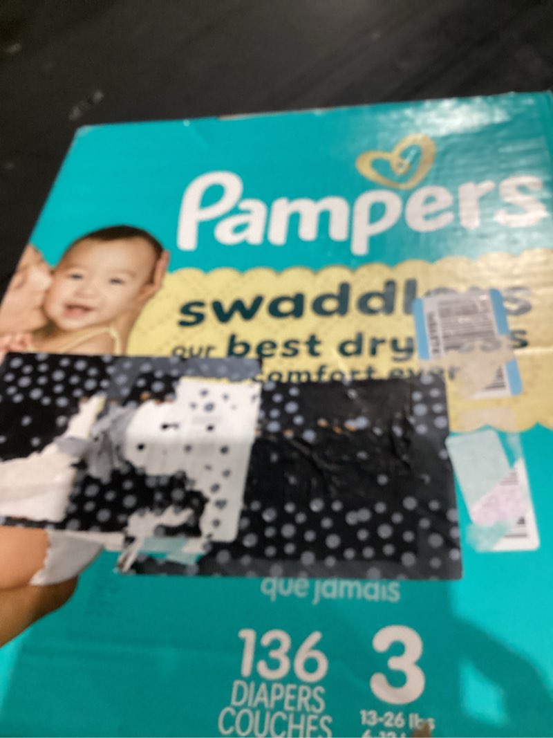 Condition photo showing Good Condition for Pampers Swaddlers Diapers, Size 3 (13-26 lbs), 136 Count, Absorbent, Keeps Baby Dry and Comfortable, Skin Safe Disposable Baby Diaper (Packaging May Vary) Size 3 136